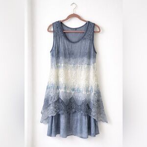 VASNA Made in Italy Blue Ombre Lace Boho Dress